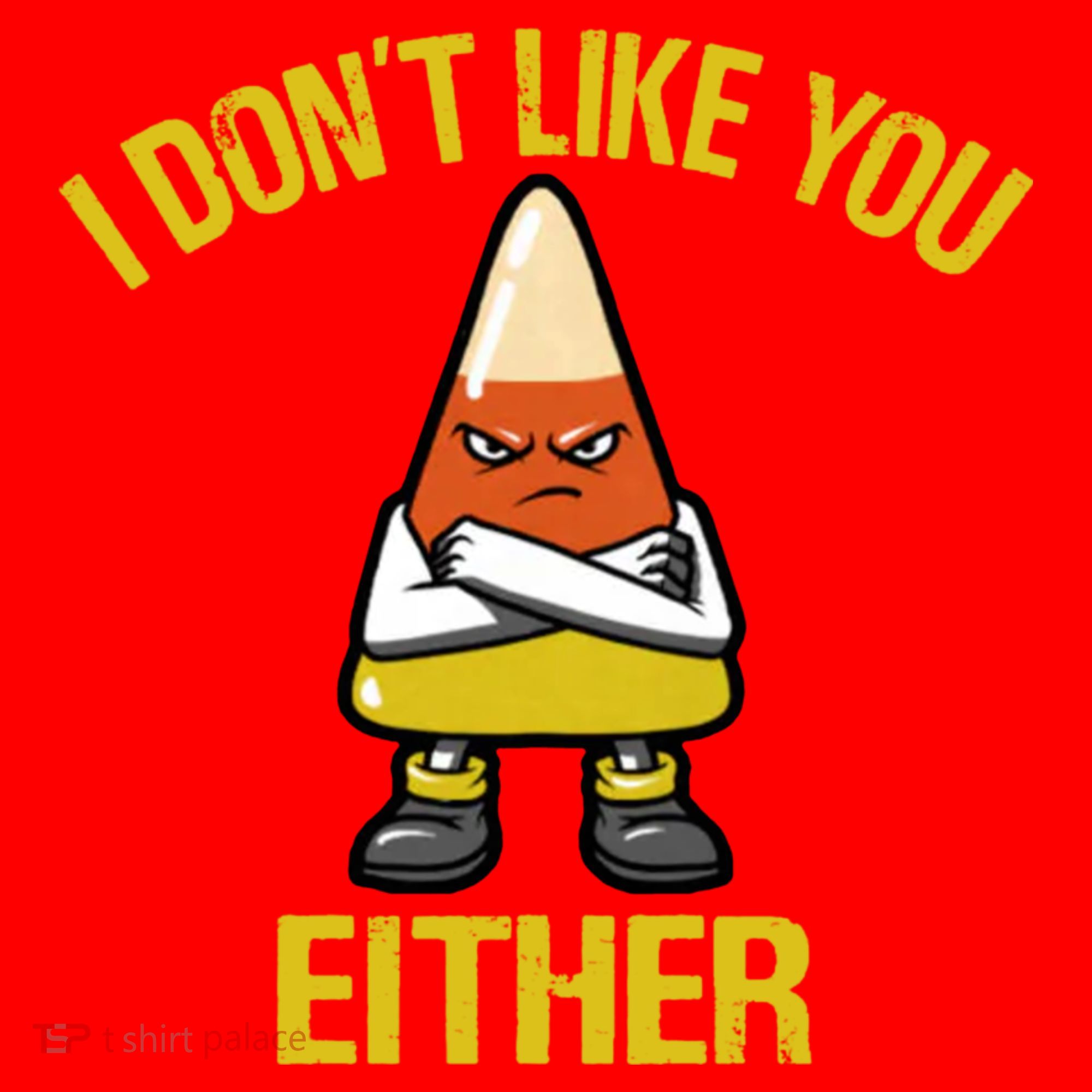 I Dont Like You Either Funny Halloween Candy Corn Santa Hat
