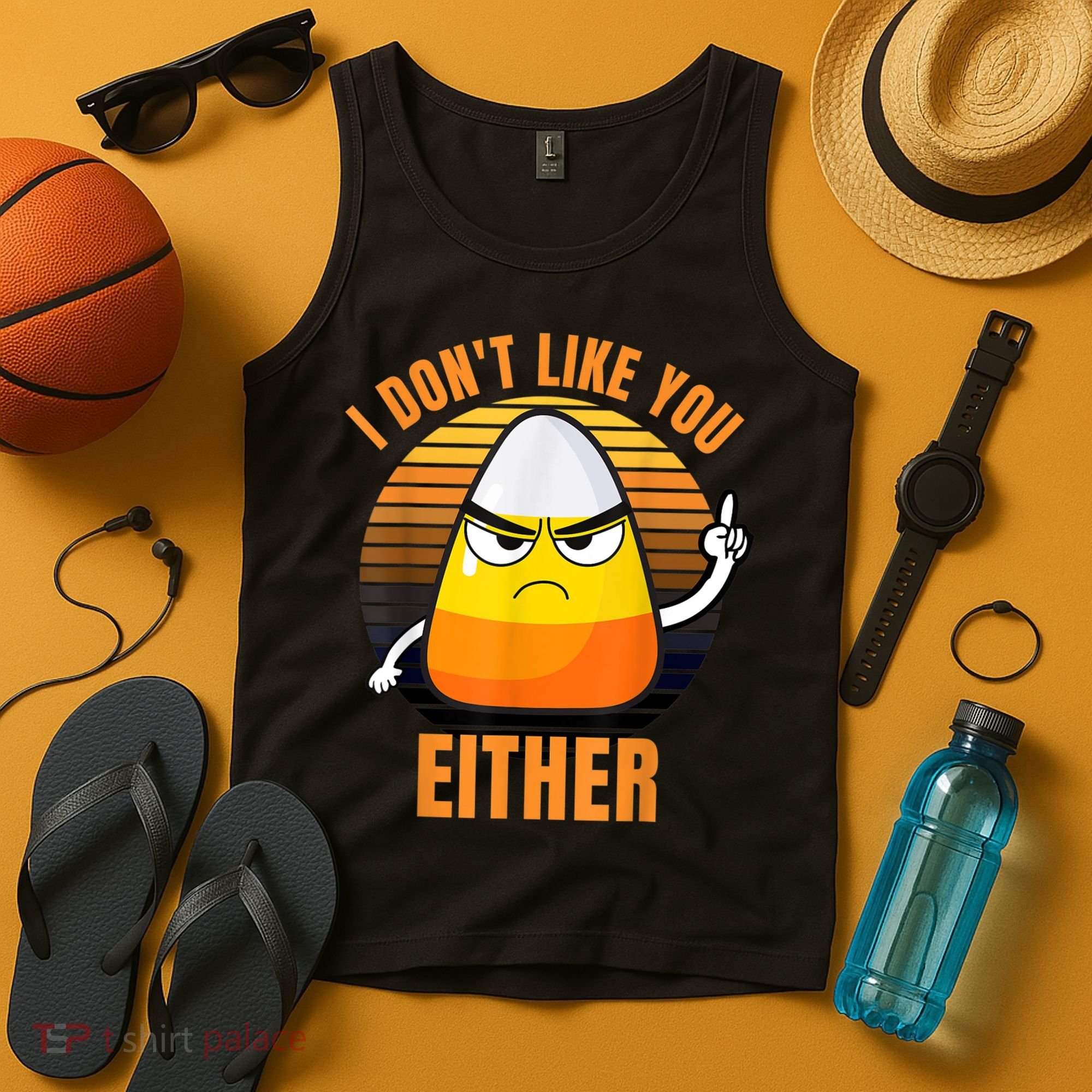 I Don't Like You Either Funny Candy Corn Halloween Tank Top