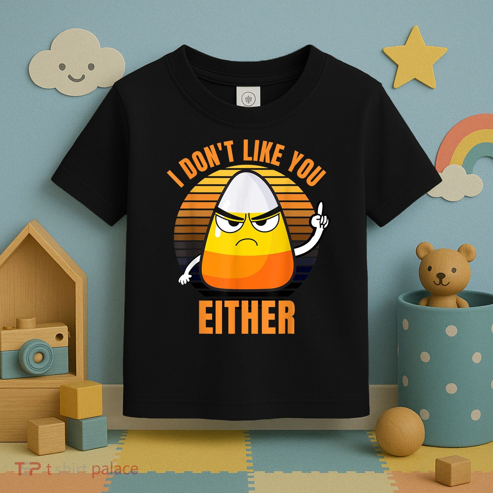 I Don't Like You Either Funny Candy Corn Halloween Toddler T-Shirt