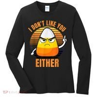 I Don't Like You Either Funny Candy Corn Halloween Women's Long Sleeve Shirt thumb 0