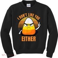 I Don't Like You Either Funny Candy Corn Halloween Kids Sweatshirt thumb 0