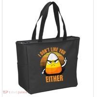 I Don't Like You Either Funny Candy Corn Halloween Tote Bag thumb 2