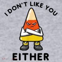 I Don't Like You Either Funny Halloween Candy Corn Women's Sweatshirt thumb 2