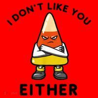 I Don't Like You Either Funny Halloween Candy Corn Santa Hat thumb 1