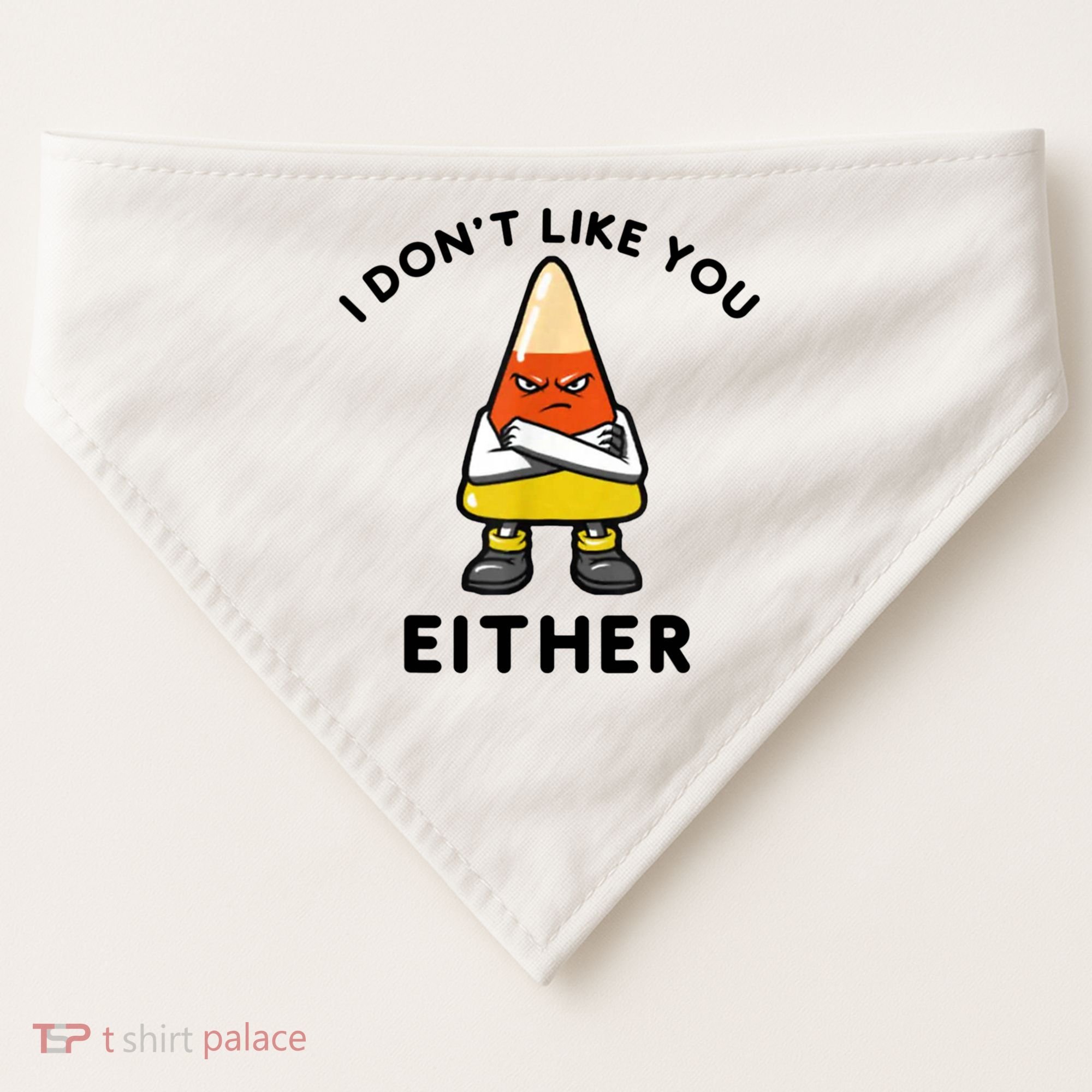 I Don't Like You Either Funny Halloween Candy Corn USA-Made Doggie Bandana