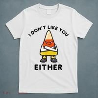 I Don't Like You Either Funny Halloween Candy Corn T-Shirt thumb 5