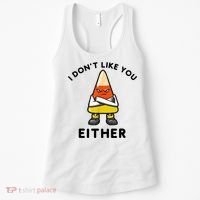 I Don't Like You Either Funny Halloween Candy Corn Women's Tank Top thumb 0