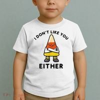 I Don't Like You Either Funny Halloween Candy Corn Toddler T-Shirt thumb 2