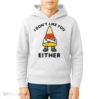 I Don't Like You Either Funny Halloween Candy Corn Kids Hoodie thumb 4