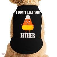 I Don't Like You Either Halloween Candy Corn Doggie Tank thumb 0