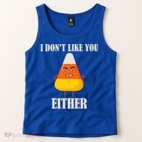 I Don't Like You Either Halloween Candy Corn Tank Top thumb 2