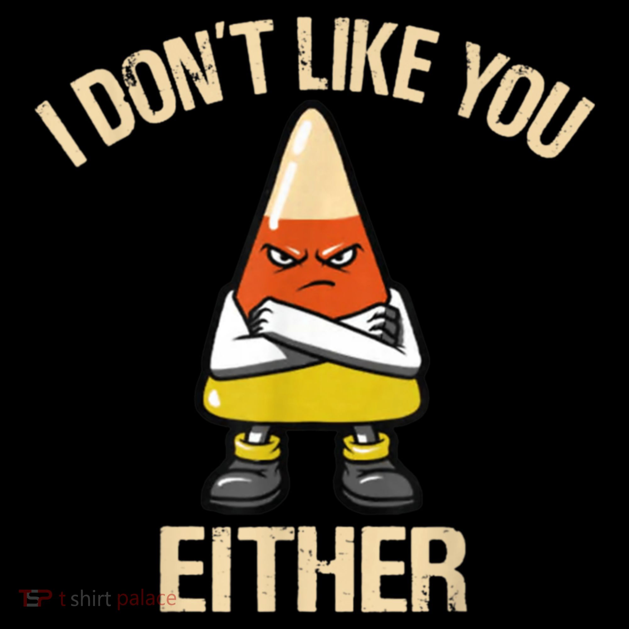 I Don't Like You Either Funny Halloween Candy Corn Women's Tank Top
