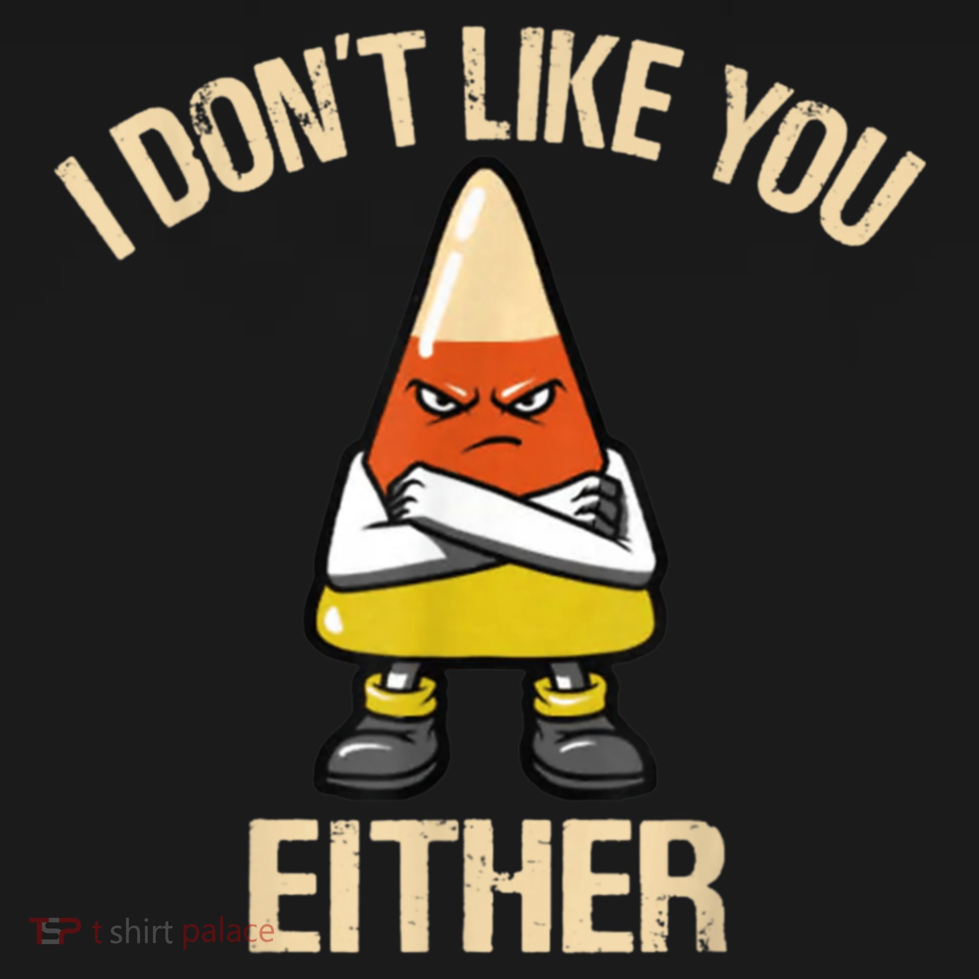 I Don't Like You Either Funny Halloween Candy Corn Baby Bodysuit