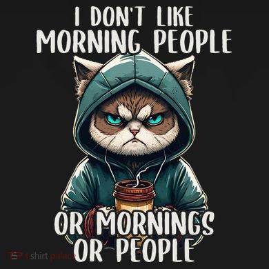 I Dont Like Morning People Coffee & Sarcastic Cat Grumpy USA-Made Doggie Bandana