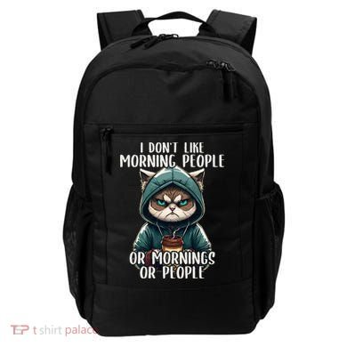 I Dont Like Morning People Coffee & Sarcastic Cat Grumpy Backpack
