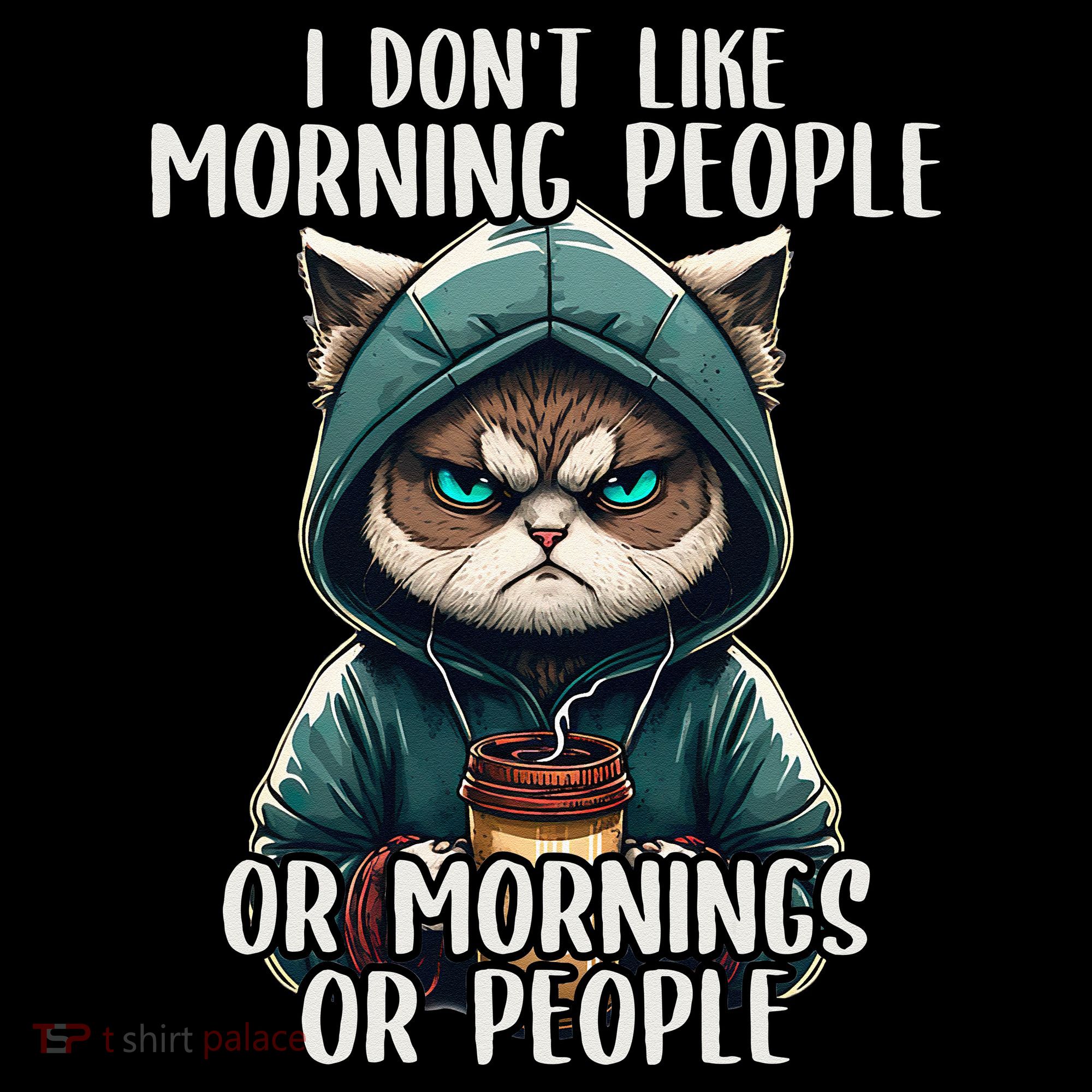 I Dont Like Morning People Coffee & Sarcastic Cat Grumpy Mousepad