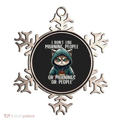 I Dont Like Morning People Coffee & Sarcastic Cat Grumpy Ornament