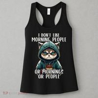 I Dont Like Morning People Coffee & Sarcastic Cat Grumpy Women's Tank Top thumb 3
