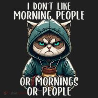 I Dont Like Morning People Coffee & Sarcastic Cat Grumpy Hat thumb 2