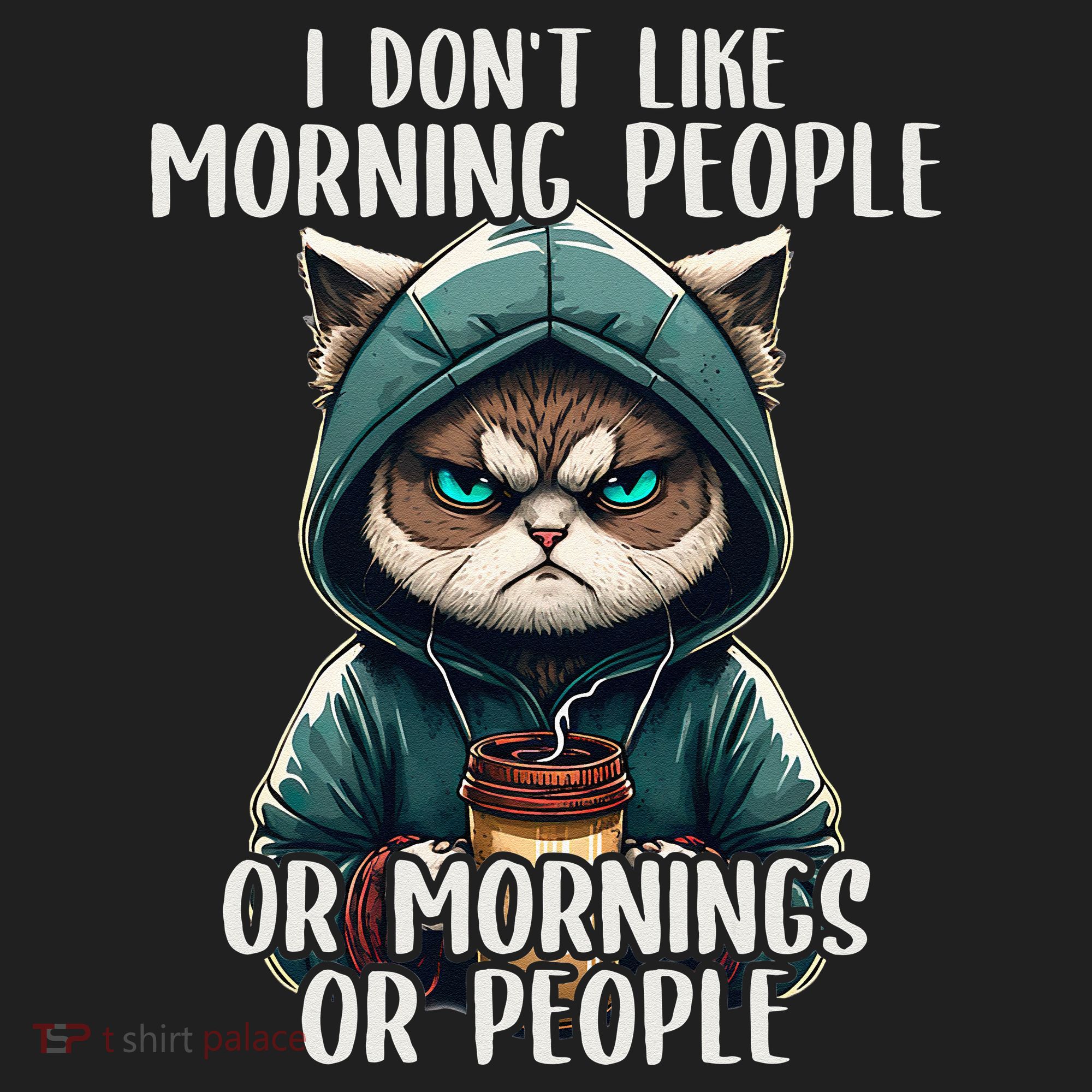 I Dont Like Morning People Coffee & Sarcastic Cat Grumpy Golf Towel
