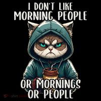 I Dont Like Morning People Coffee & Sarcastic Cat Grumpy Women's T-Shirt thumb 6