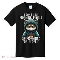 I Dont Like Morning People Coffee & Sarcastic Cat Grumpy Kids T-Shirt thumb 0