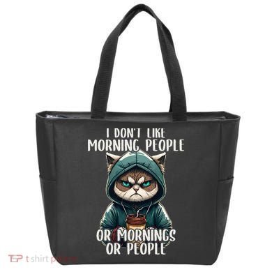 I Dont Like Morning People Coffee & Sarcastic Cat Grumpy Tote Bag