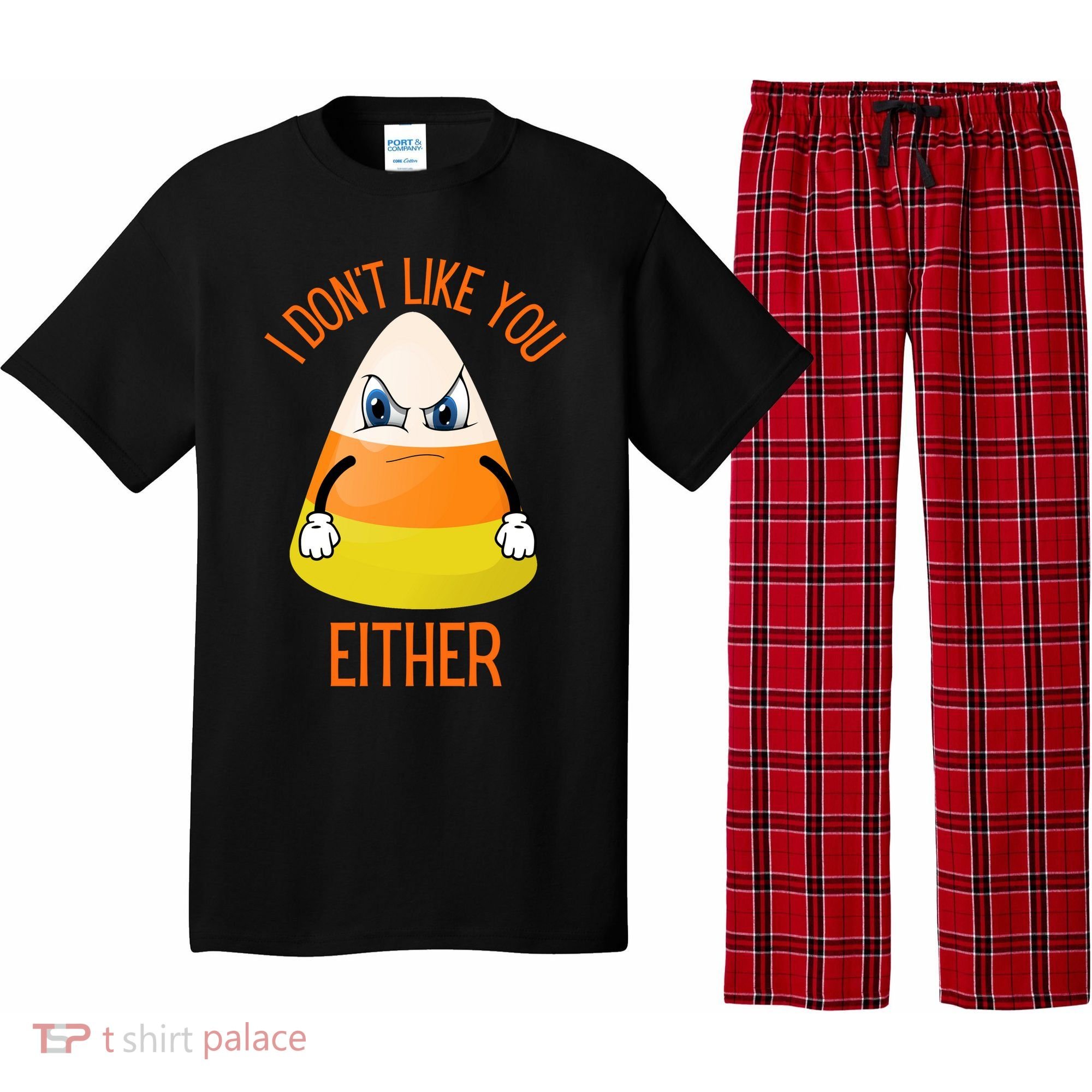 I Don't Like You Either Funny Halloween Candy Corn Pajama Set