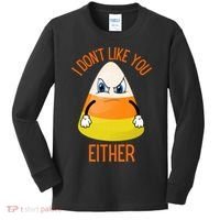 I Don't Like You Either Funny Halloween Candy Corn Kids Long Sleeve Shirt thumb 0