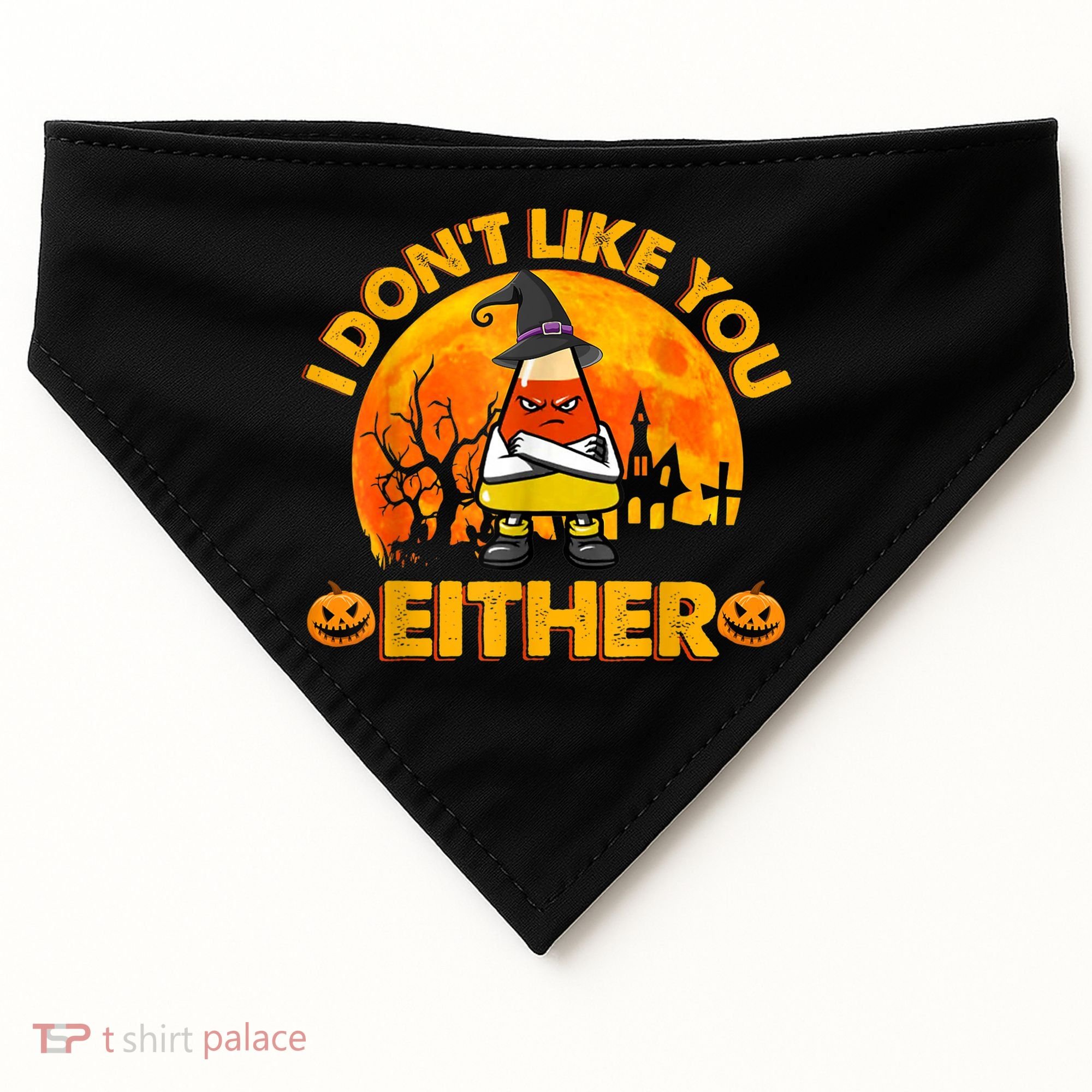 I Don't Like You Either Funny Halloween Candy Corn USA-Made Doggie Bandana
