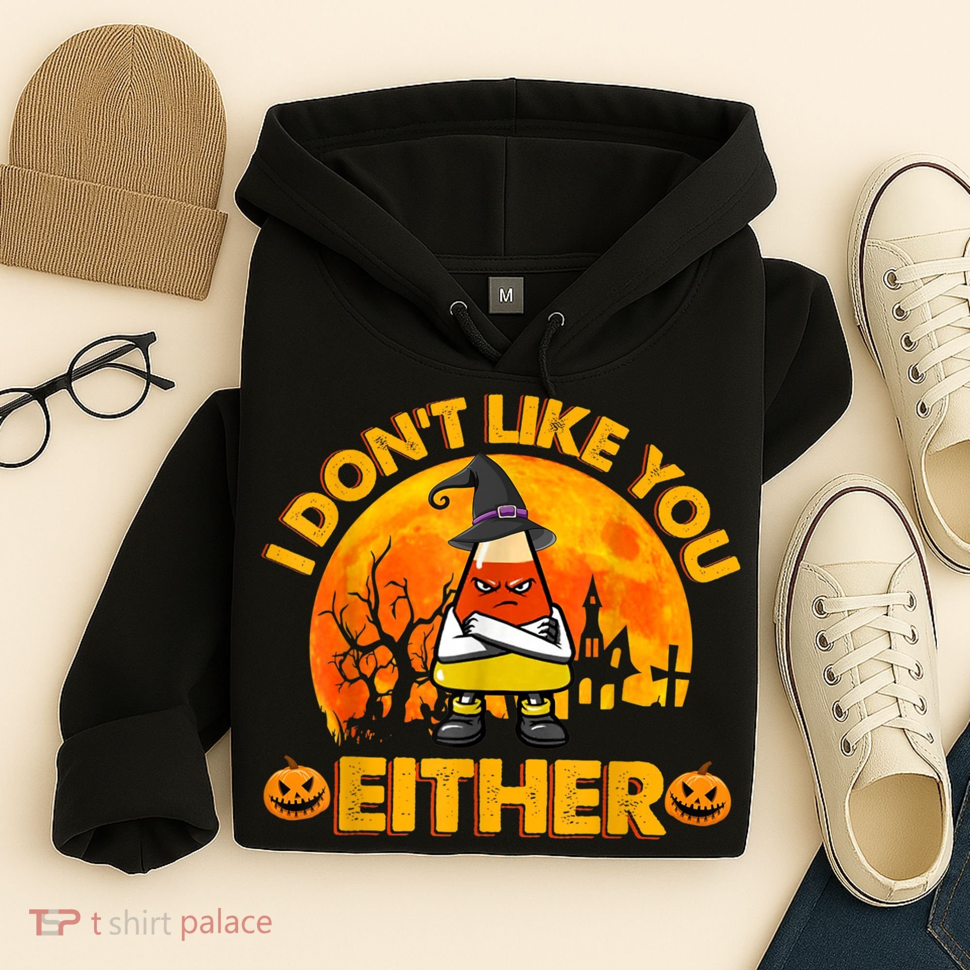 I Don't Like You Either Funny Halloween Candy Corn Hoodie
