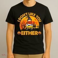 I Don't Like You Either Funny Halloween Candy Corn T-Shirt thumb 3