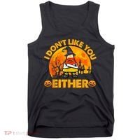 I Don't Like You Either Funny Halloween Candy Corn Tank Top thumb 0