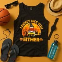 I Don't Like You Either Funny Halloween Candy Corn Tank Top thumb 4