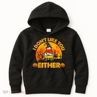 I Don't Like You Either Funny Halloween Candy Corn Kids Hoodie thumb 0