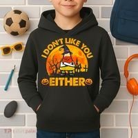 I Don't Like You Either Funny Halloween Candy Corn Kids Hoodie thumb 2