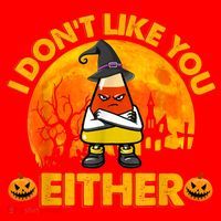 I Don't Like You Either Funny Halloween Candy Corn Santa Hat thumb 1