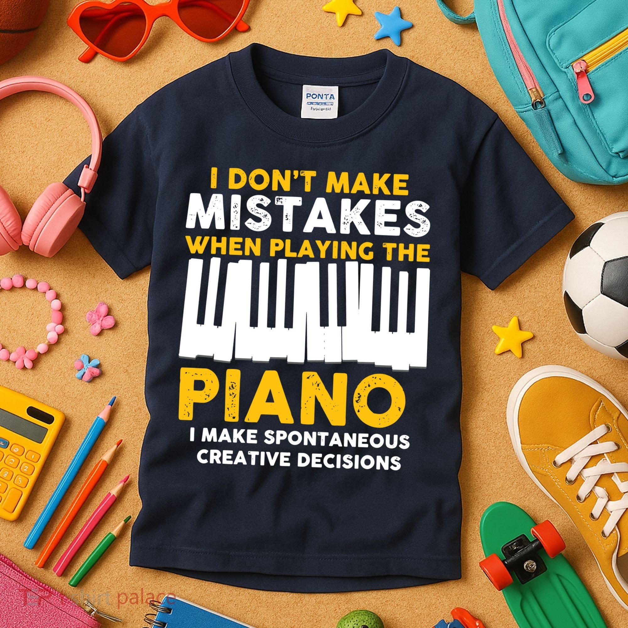 I Don't Make Mistakes Piano Musician Humor Kids T-Shirt