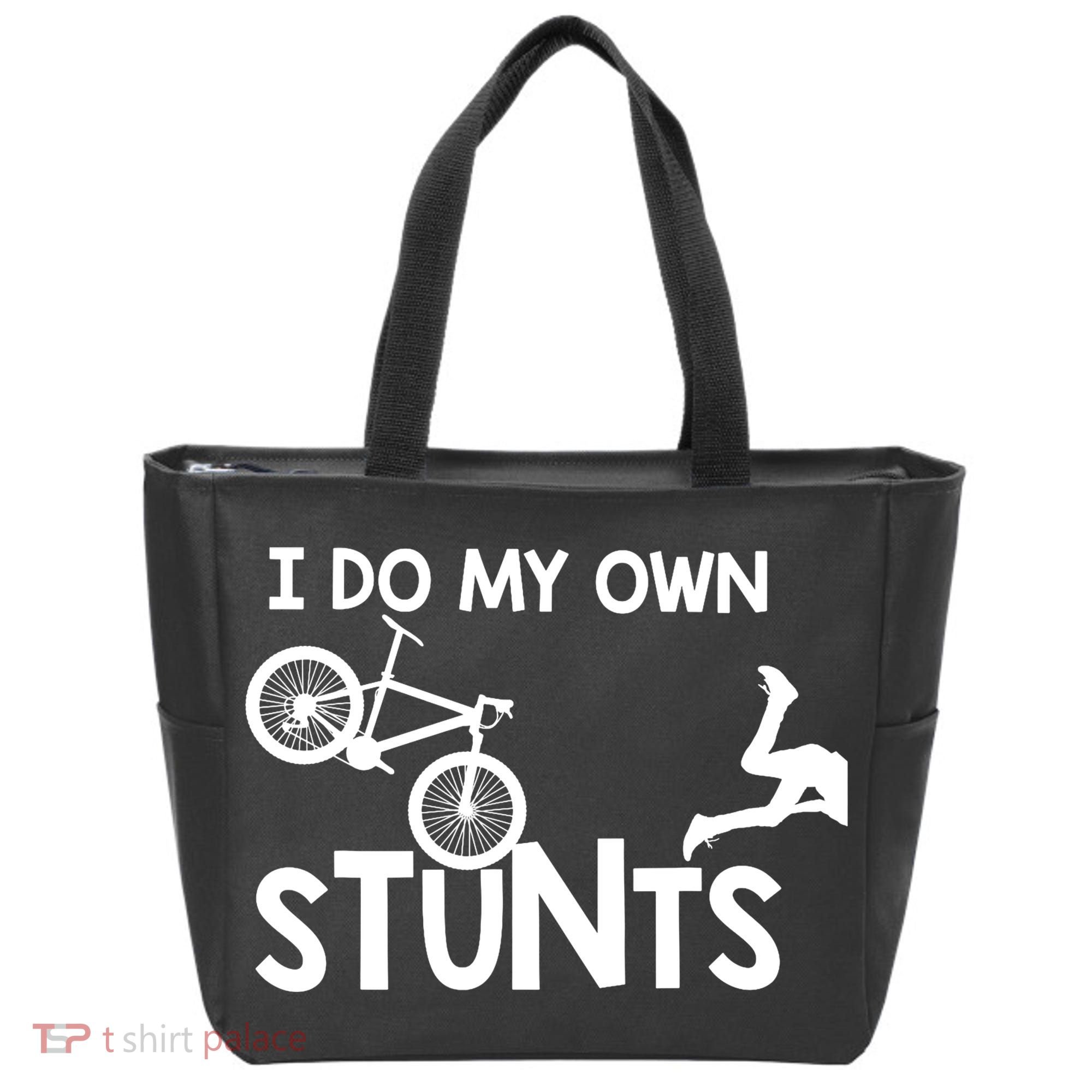 I Do My Own Stunts Mountain Biker Funny Tote Bag