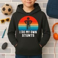 I Do My Own Stunts - Get Well Gift - Injury Leg - Broken Arm Kids Hoodie thumb 2