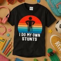 I Do My Own Stunts - Get Well Gift - Injury Leg - Broken Arm Kids T-Shirt thumb 3