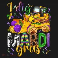 I Dig Madri Gras Excavator Funny Gift Idea Holiday Trending Coaster thumb 2