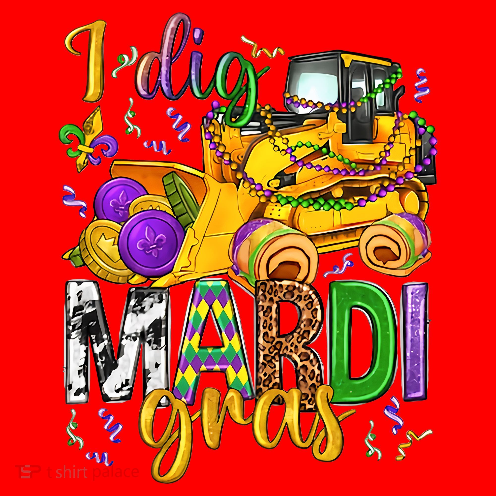 I Dig Madri Gras Excavator Funny Gift Idea Holiday Trending Santa Hat
