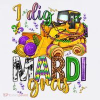 I Dig Madri Gras Excavator Funny Gift Idea Holiday Trending Women's Hoodie thumb 2