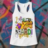 I Dig Madri Gras Excavator Funny Gift Idea Holiday Trending Women's Tank Top thumb 3