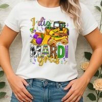 I Dig Madri Gras Excavator Funny Gift Idea Holiday Trending Women's T-Shirt thumb 2