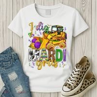 I Dig Madri Gras Excavator Funny Gift Idea Holiday Trending Women's T-Shirt thumb 3