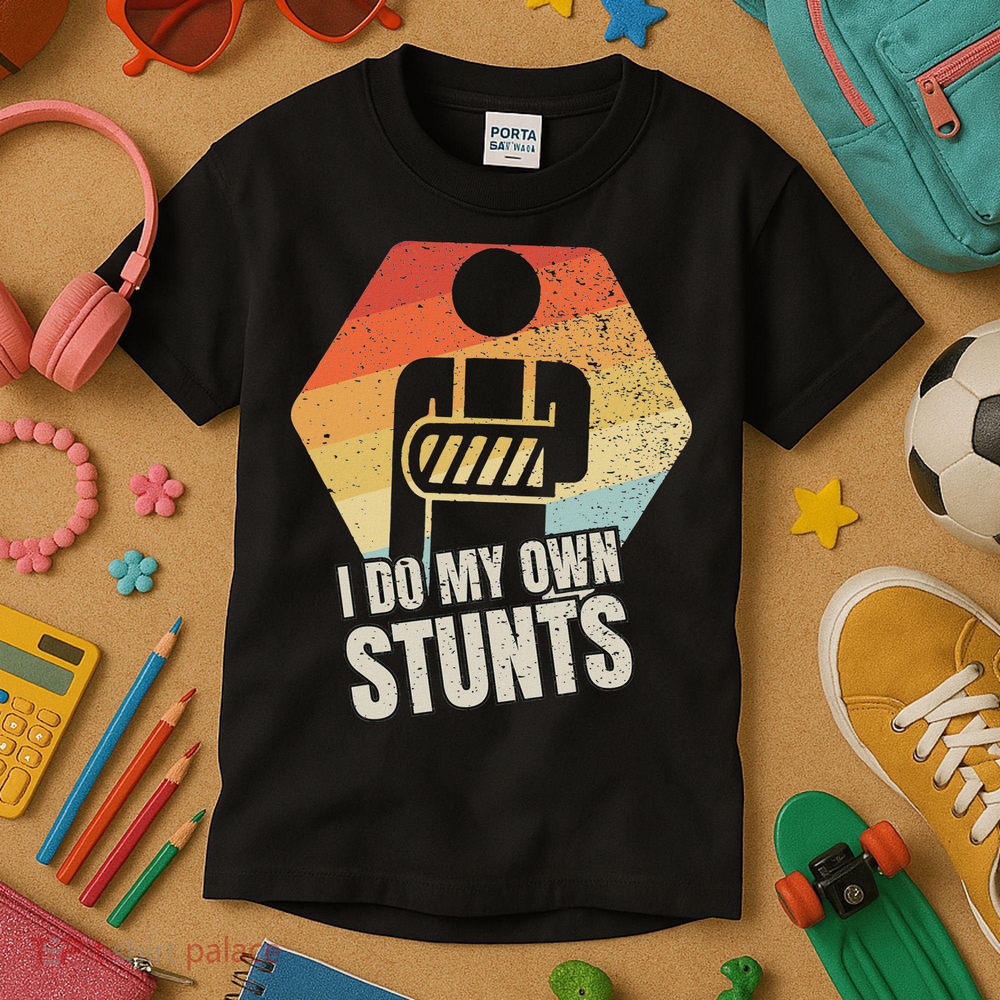 I Do My Own Stunts Broken Arm Gifts Funny Injury Kids T-Shirt