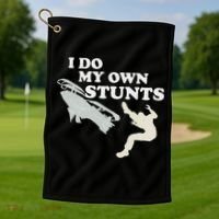 I Do My Own Stunts Snowmobile Snow Machine All Golf Towel thumb 1