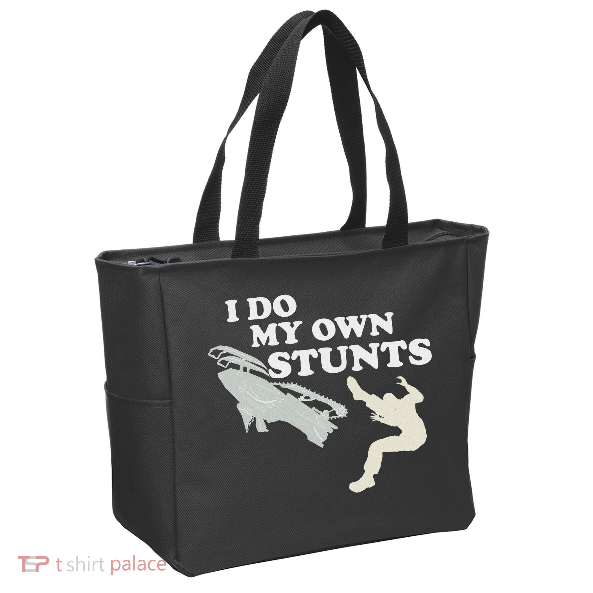 I Do My Own Stunts Snowmobile Snow Machine All Tote Bag